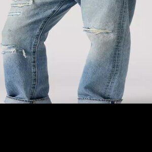 Levis Mens 501 Button Fly Distressed Light Wash 36x30